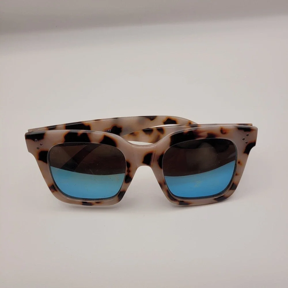 Mulberry and Grand BASH01-T Tortoise Square Sunglasses Blue Mirrored Lens Womens